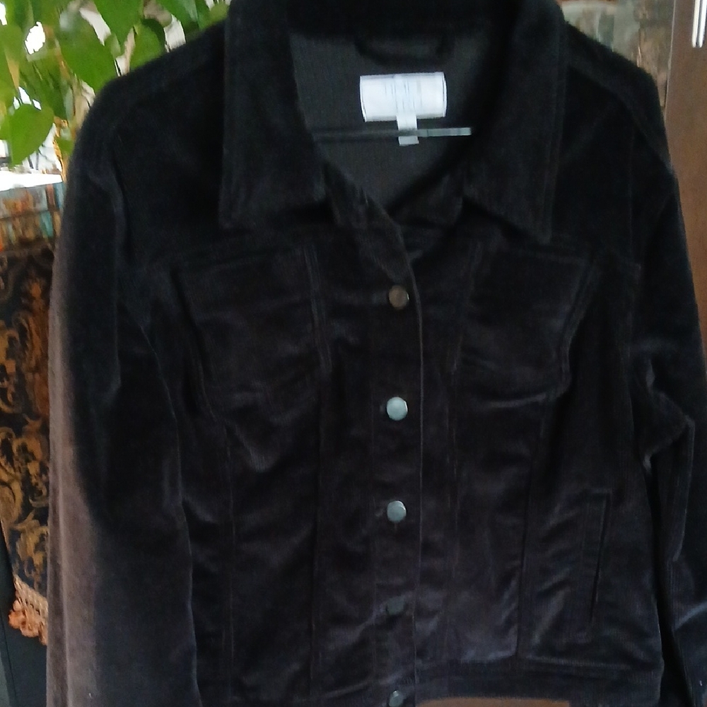 Time and Tru Black Corduroy Jean Jacket